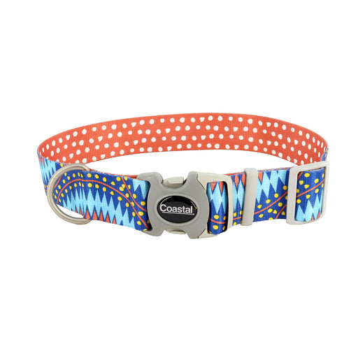 Sublime Adjustable Dog Collar - Blue Diamond Dots Medium - 1" x 12"-18" 