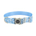 Sublime Adjustable Dog Collar - Blue Waves with Blue Checkers Small - 3/4" x 8"-12" 