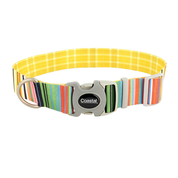 Sublime Adjustable Dog Collar - Sublime Stripe with Gold Plaid Medium - 1" x 12"-18" 