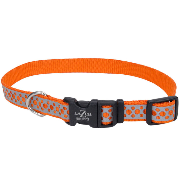 Lazer Brite Dog Collar, 8-12" x 3/8" - Orange Abstract Ring  