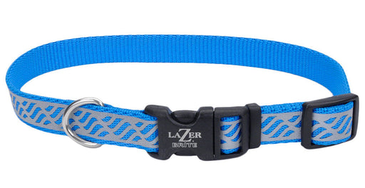 Lazer Brite 1" Dog Collar, 18"-26" - Blue Lagoon Wave  