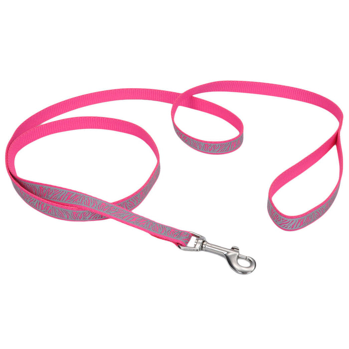 Coastal Pet Lazer Brite Dog Leash, 6' x 1" - Pink Zebra  