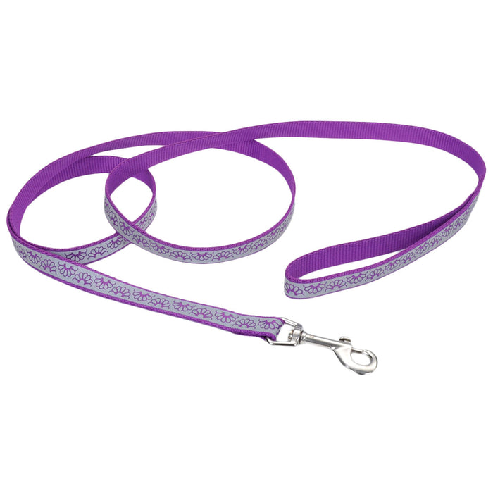 Coastal Pet Lazer Brite Dog Leash, 6' x 3/8" - Purple Daisy  