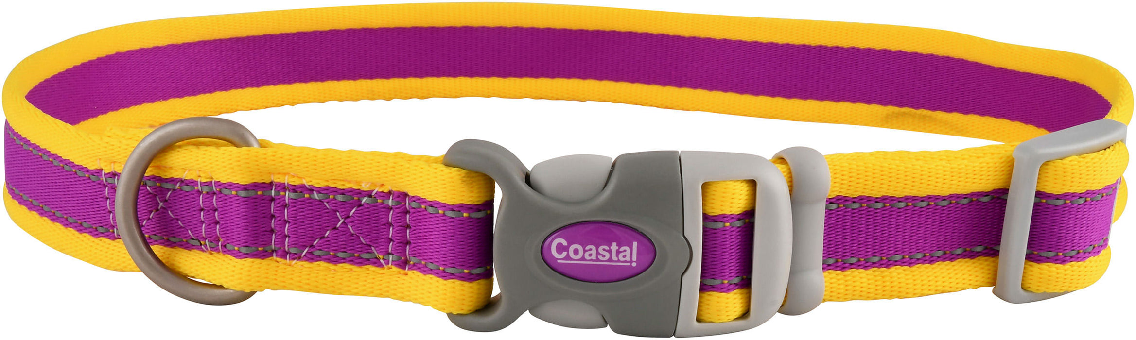 Coastal Pet Attire Pro Adjustable Dog Collar, 10"-14" x 3/4" - Purple/Yellow  