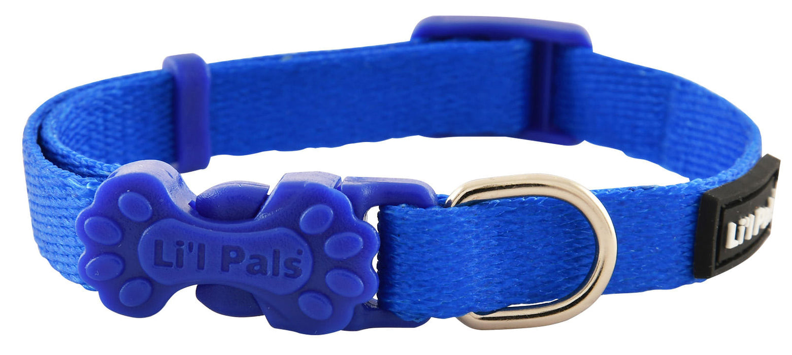 Li'l Pals Solid Collars and Leads, 5/16" W - 5"-7" Blue Li'l Pals Collar  