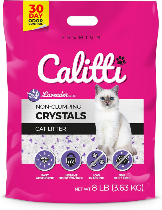 Calitti Non-Clumping Cat Litter Crystals with Silica Gel, 8 lb - SD21A - Lavender (Purple Granules) - 8 lbs - Single Pack - 5