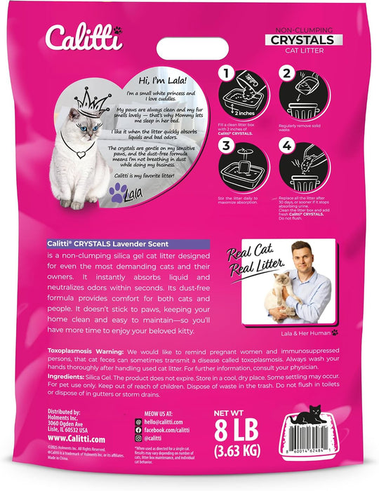 Calitti Non-Clumping Cat Litter Crystals with Silica Gel, 8 lb - SD21A - Lavender (Purple Granules) - 8 lbs - Single Pack - 6