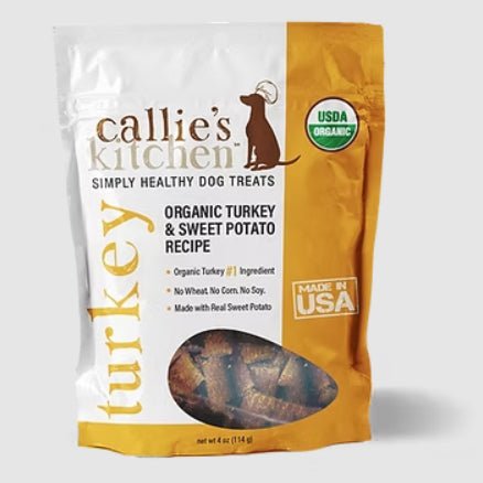 Callie’s Kitchen Gourmet Dog Treats Variety Pack – Organic & Plant - Based Options, Grain - Free, Healthy Soft Jerky Snacks, Made in USA - PH3AH - 4oz - Organic Turkey & Sweet Potato - 1