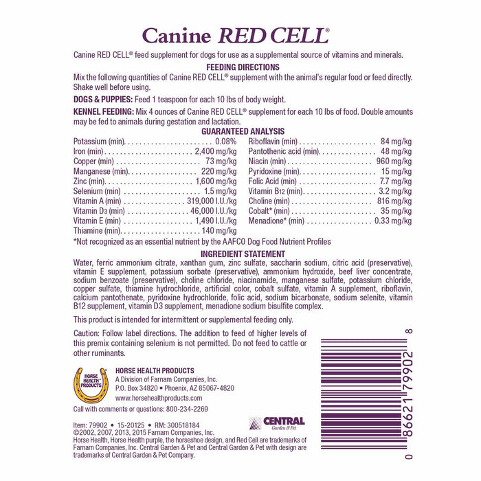 Canine Red Cell for Dogs, 32 oz - Jeffers - Animal Health & Wellness > Vitamins & Supplements