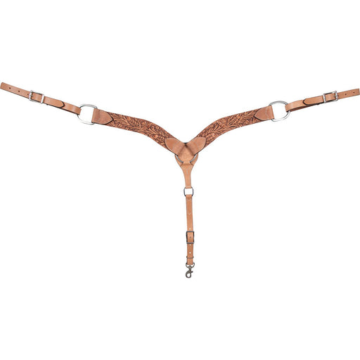 Cashel 2.25" Antiqued Leaf Tooled Leather Breast Collar - QL1N9 - Brown - 1