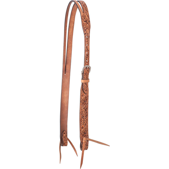 Cashel Antiqued Leaf Tooled Split Ear Headstall - QL1N6 - Brown - 1