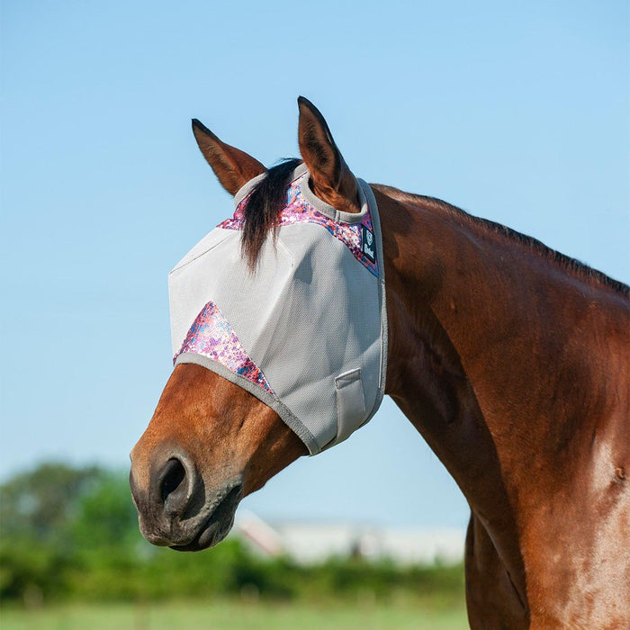 Cashel Crusader Fly Mask for Horses with Forelock Hole and UV Sun Block - QL1G5 - Splash - Weanling - 5