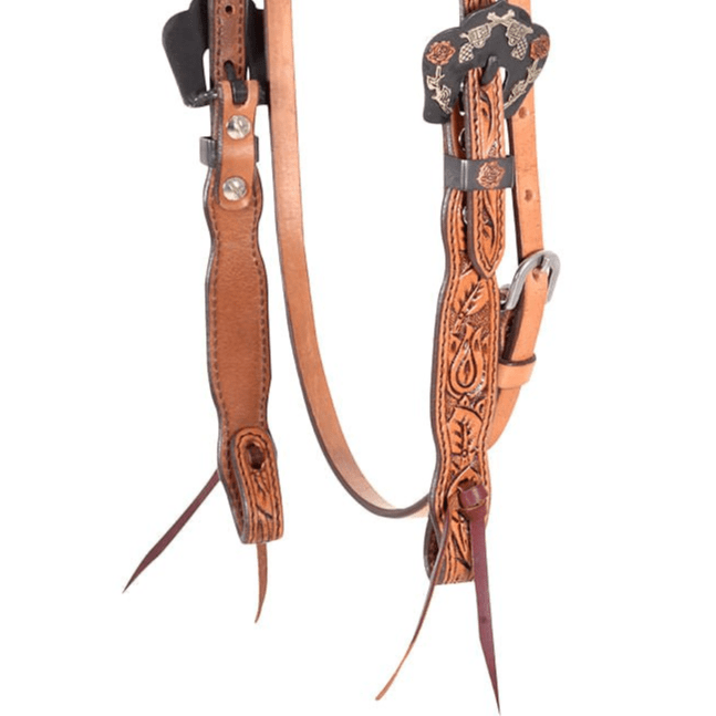 Cashel Guns & Roses Browband Headstall - QLFX - Natural - 2
