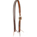Cashel Two - Toned Floral Tooled Leather Split Ear Headstall - QL1N2 - Brown - 1
