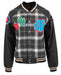 STS Ladies Black Plaid Varsity Jacket w/Patches - Large  