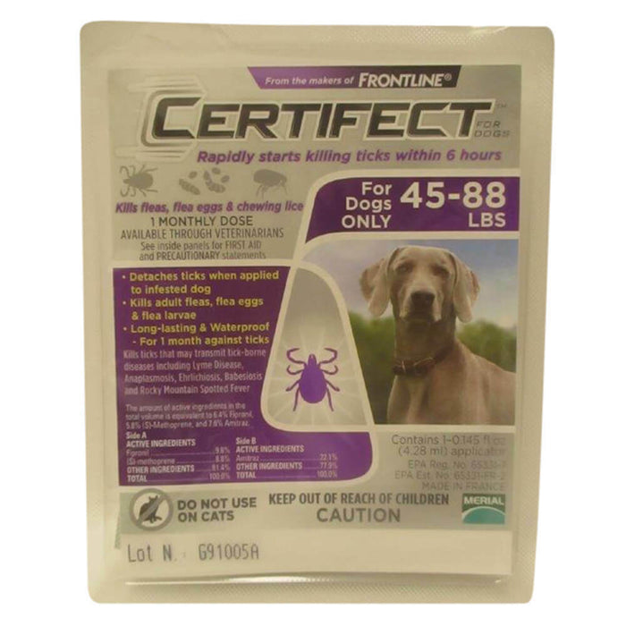 Certifect Flea & Tick for Dogs - 004CER3-45-88-1 - 45 - 88lbs - 1 Month Supply - 5