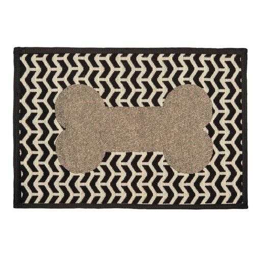 Chenille Fashion Dog Bowl Mat - ZOXN - Geo Bone Brown - 7