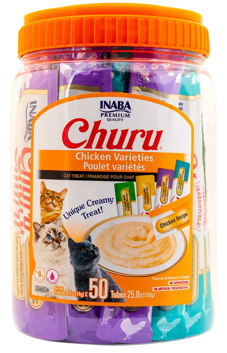 Churu Chicken Puree Lickable Cat Treat Variety Pack, 50 ct - Jeffers - Cat Supplies > Cat Treats