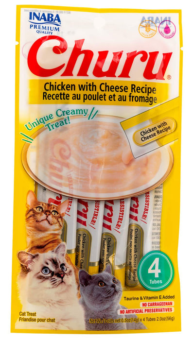 Churu Chicken w/ Cheese Puree Lickable Cat Treat, 4 - pk - Jeffers - Cat Supplies > Cat Treats