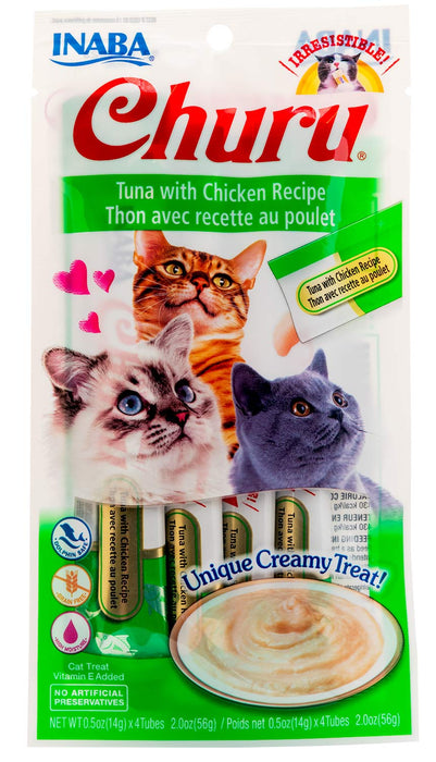 Churu Tuna w/ Chicken Puree Lickable Cat Treat, 4 - pk - Jeffers - Cat Supplies > Cat Treats