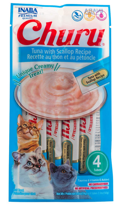 Churu Tuna w/ Scallop Puree Lickable Cat Treat, 4 - pk - Jeffers - Cat Supplies > Cat Treats