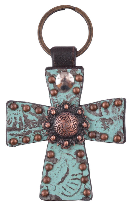 Circle Y Cross Key Chain, Turquoise - Jeffers - Women > Accessories, Jewelry, Handbags