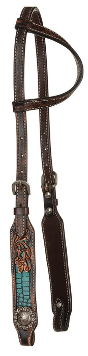 Circle Y Distressed Gator One Ear Headstall - Jeffers - Horse Supplies > Horse Tack > Bridles & Headstalls