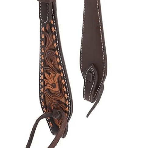Circle Y Dusty Floral One Ear Headstall, Full - RD1FK - Vintage Brown - Full - 3