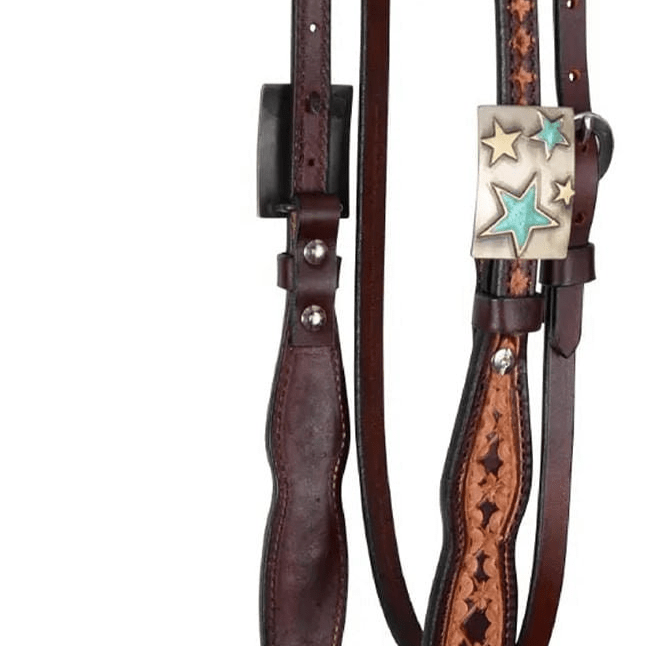 Circle Y Saturn Rising Leather Browband Headstall, Full - RD1FQ - Vintage Brown - Full - 3