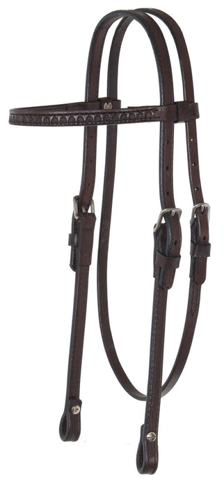 Circle Y Shell Tooled Browband Headstall - Jeffers - Horse Supplies > Horse Tack > Bridles & Headstalls