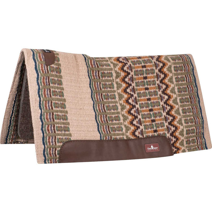Classic Equine Classic Blanket Top Saddle Pad - CR1V4 - Latte/Navy - 34" x 38" - 1" - 8