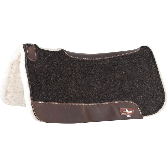 Classic Equine ESP Felt & Fleece Saddle Pad - CR1TW - 30" x 30" - Black - 1" - 1