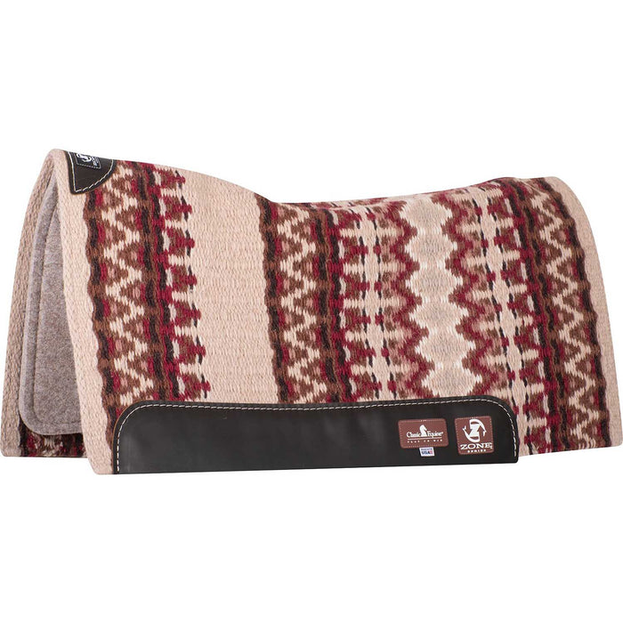 Classic Equine Zone Blanket Top Saddle Pad - CR1TD - Latte/Chestnut - 32" x 34" - 3/4" - 2
