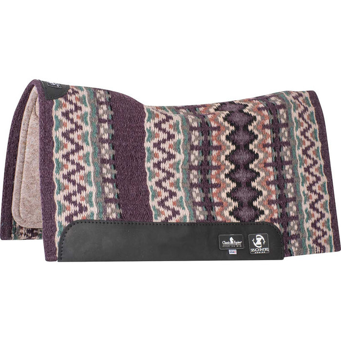 Classic Equine Zone Blanket Top Saddle Pad - CR1TE - Mulberry/Cashmere - 32" x 34" - 3/4" - 3