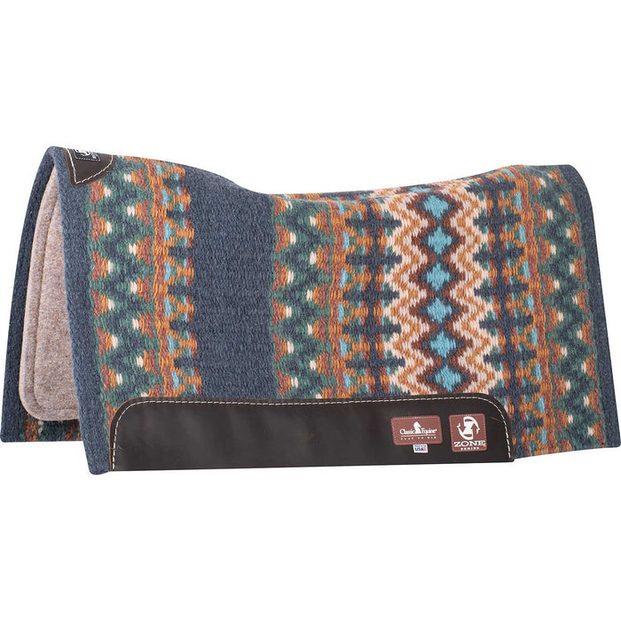 Classic Equine Zone Blanket Top Saddle Pad - CR1TF - Navy/Emerald - 32" x 34" - 3/4" - 4