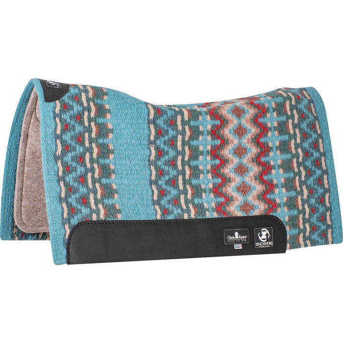 Classic Equine Zone Blanket Top Saddle Pad - CR1TG - Turquoise/Peacock - 32" x 34" - 3/4" - 5