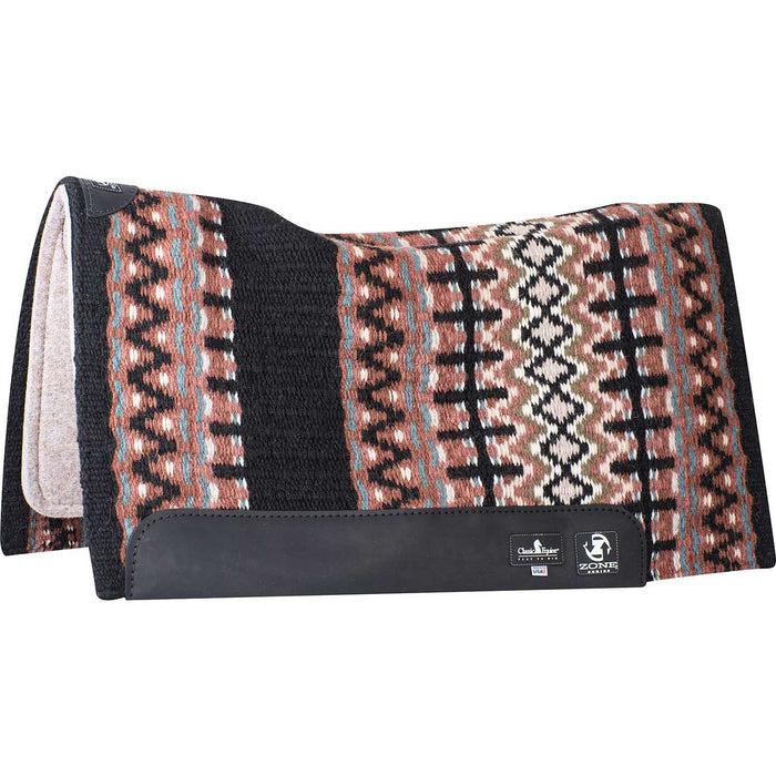 Classic Equine Zone Blanket Top Saddle Pad - CR1TH - Black/Chestnut - 34" x 38" - 3/4" - 6