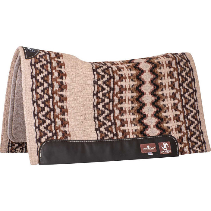 Classic Equine Zone Blanket Top Saddle Pad - CR1TK - Latte/Coffee - 34" x 38" - 3/4" - 8