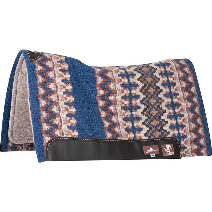 Classic Equine Zone Blanket Top Saddle Pad - CR1TM - Sapphire/Russett - 3/4", 34" x 38" - 3/4" - 10