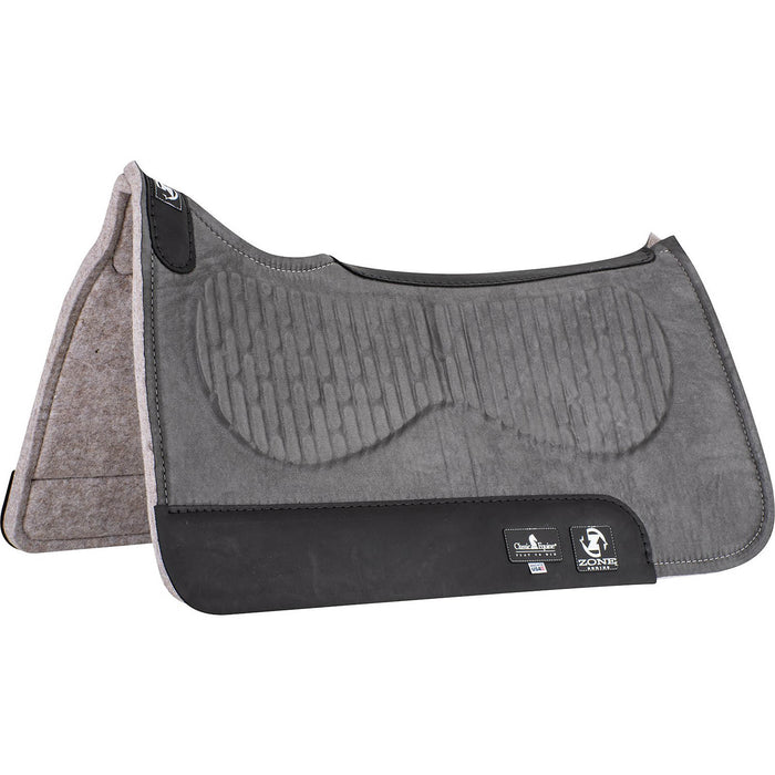Classic Equine Zone Micro Suede Saddle Pad - CR1SX - Grey - 28" x 30" - 3/4" - 3