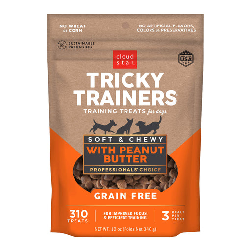 Cloud Star Tricky Trainers, Soft & Chewy, Grain Free Dog Treats - 2PWY - 12oz - Peanut Butter - 2