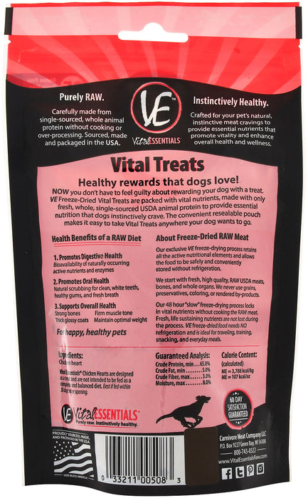 Vital Essentials Freeze-Dried Chicken Hearts Dog Treats -   