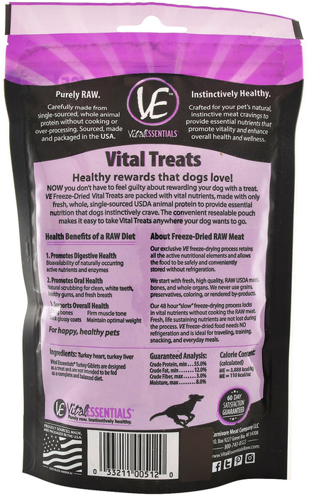 Vital Essentials Freeze-Dried Turkey Giblets Dog Treats -   