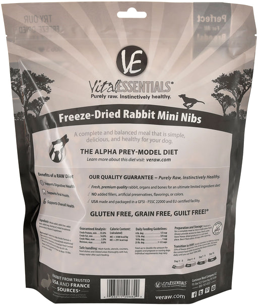 Vital Essentials Freeze-Dried Rabbit Mini Nibs Dog Food -   