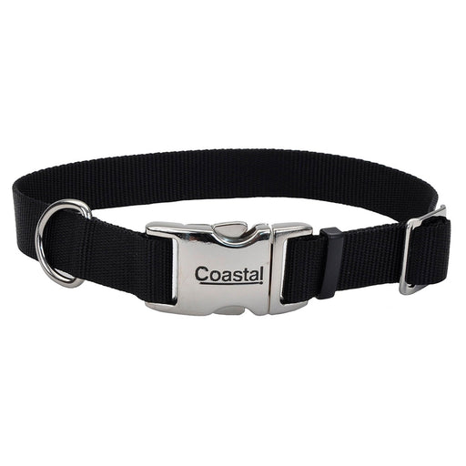 Coastal Adjustable Dog Collar with Metal Buckle, Black - Jeffers - Dog Supplies > Dog Apparel > Dog Collars, Harnesses, & Leashes