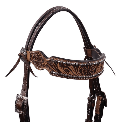 Cody Pro Flower Tooled Headstall - BUF2H - 2