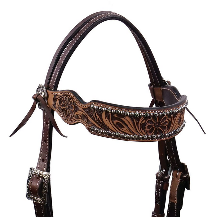 Buffalo Leather Cody Pro Flower Tooled Headstall