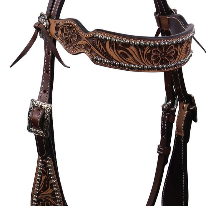 Buffalo Leather Cody Pro Flower Tooled Headstall