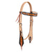 Cody Pro Two - Tone Carved Browband Headstall with Floral Tooling - BUFW8 - Brown - Horse - 1