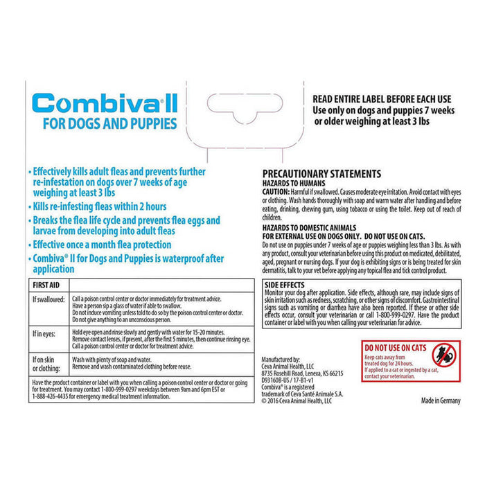 Combiva II for Dogs & Puppies, 21 - 55 lbs, 3 ct - Jeffers - Animal Health & Wellness > Flea & Tick Control